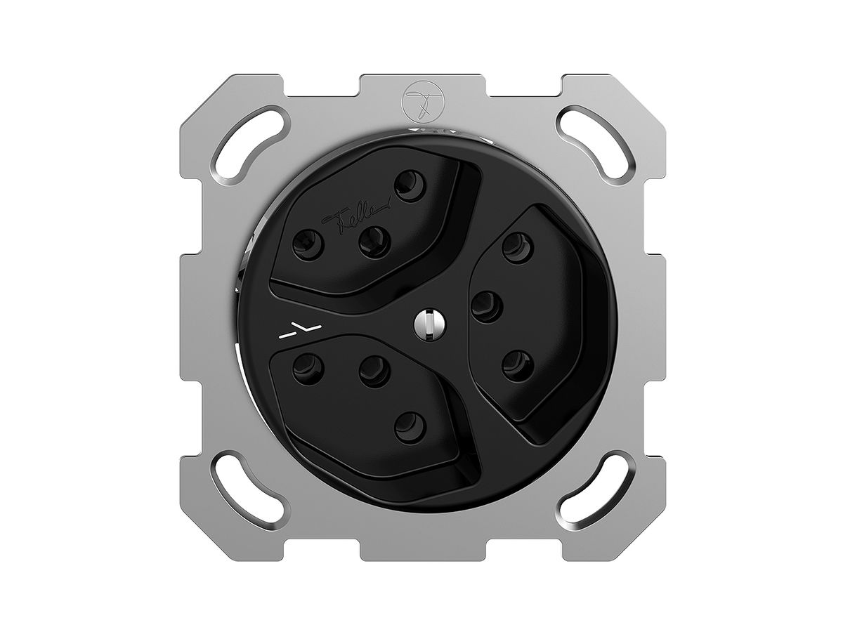 UP-Steckdose STANDARDdue 3×T13 1×S schwarz QM