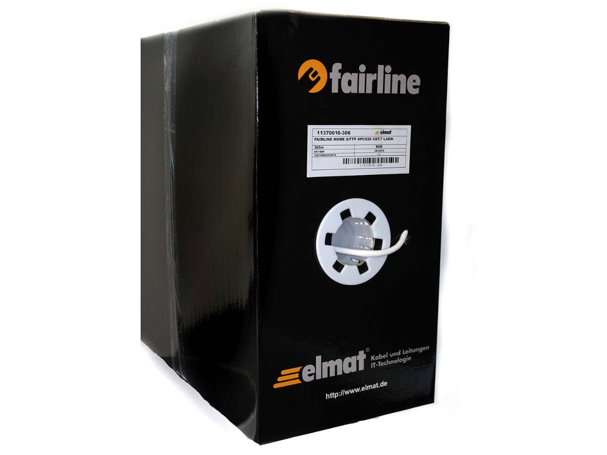 Datenkabel Fairline Box a 305m S/FTP - Kat.7,weiss,600 Mhz,Dca