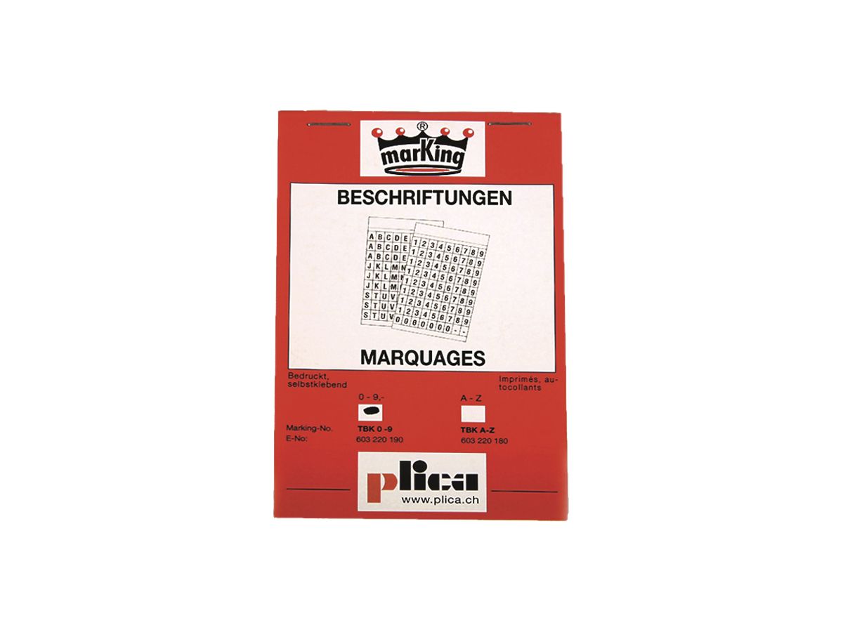 Beschriftung Plica TBK 0…9 Heft mit 810 Stk