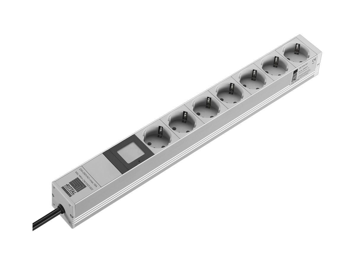 Steckdosenleiste Rittal DK 7240.301 19" 1HE 230VAC/16A 7×SCHUKO Messung