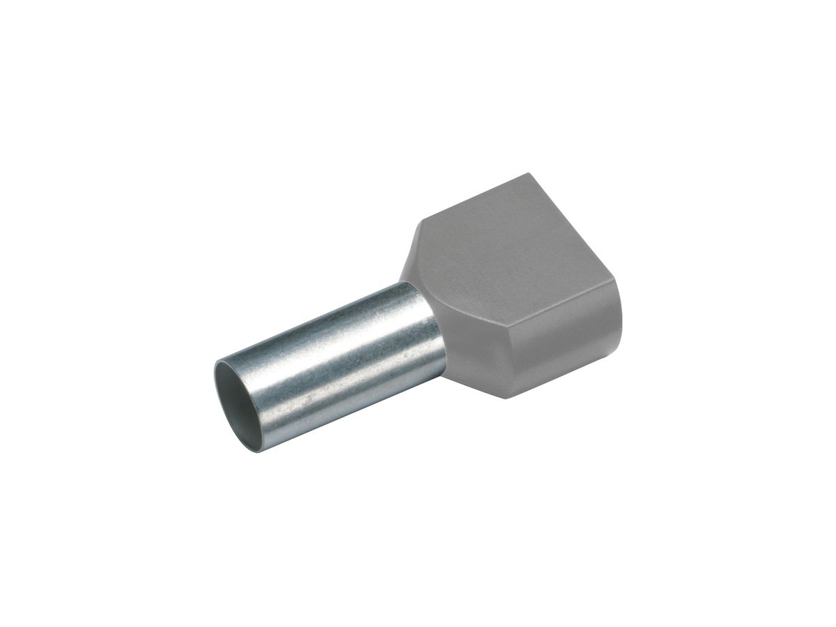 Zwillings-Aderendhülse Cimco 2.5mm² 13×21.5mm Kupfer PP grau