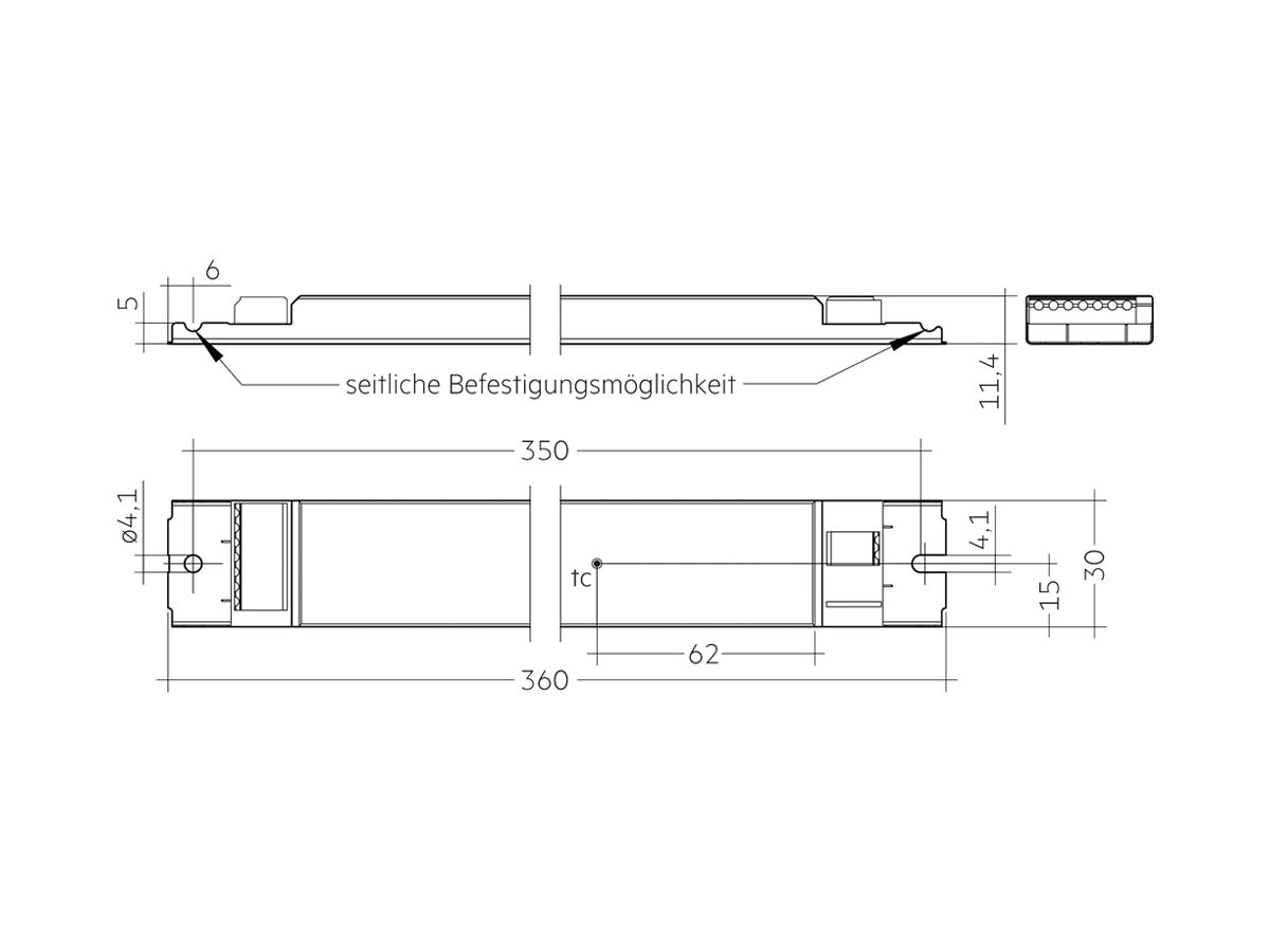 LED-Konverter Tridonic LC o4a 100…400mA, 50W, 360×30×11mm