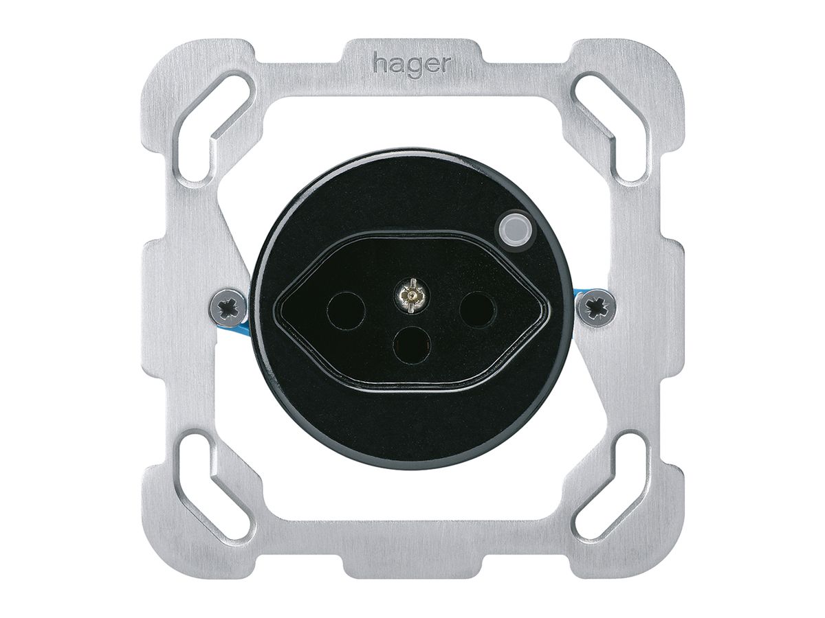 UP-Steckdose Hager basico 1×Typ 13 beleuchtet B schwarz