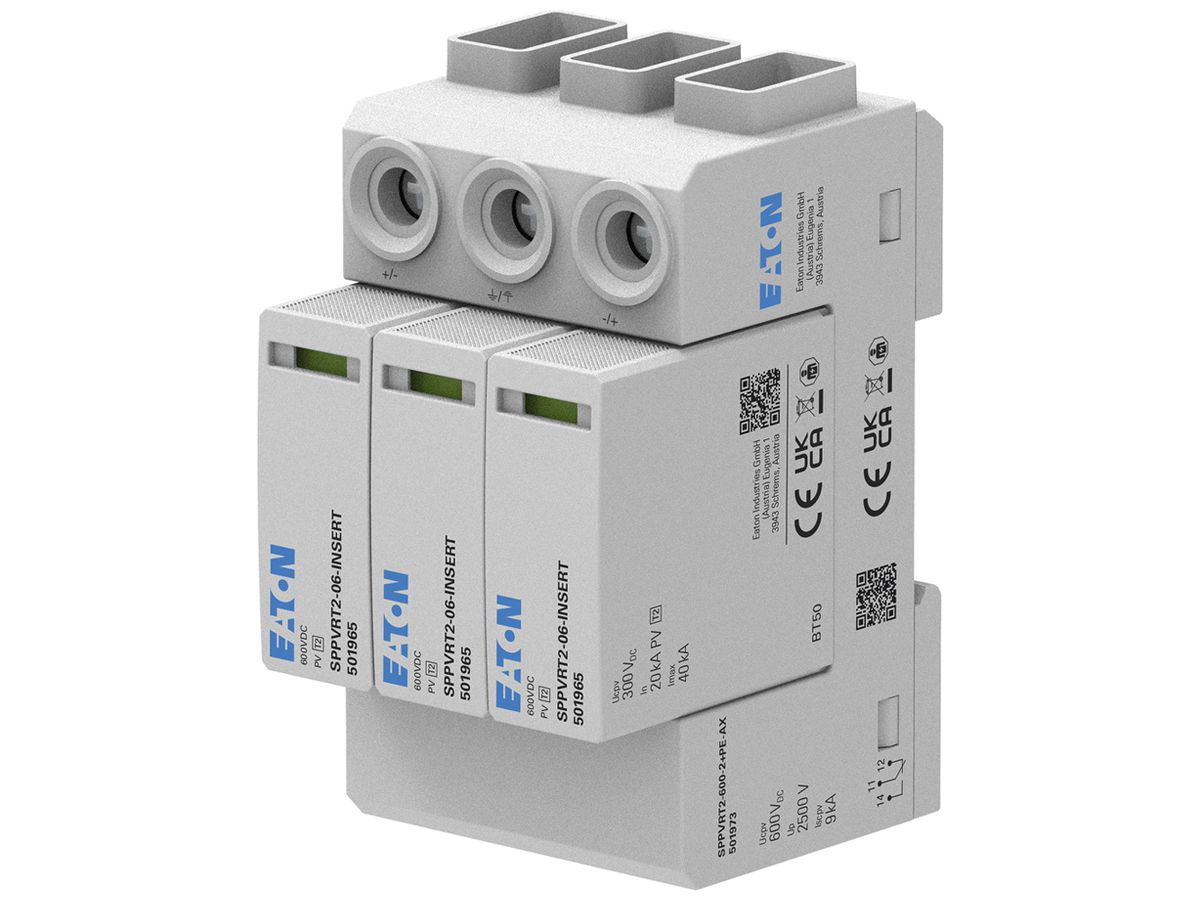 Überspannungsableiter Eaton SPPVRT2-600-2+PE-AX DC 600V