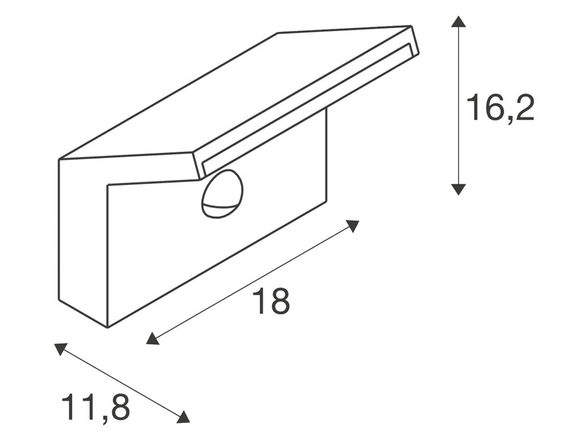 LED-Wandleuchte SLV ORDI PIR 10W 700lm 822 IP54 118×180×162mm schwarz