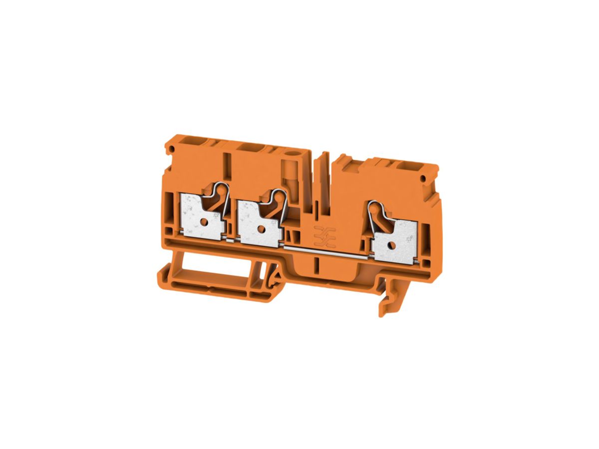 Durchgangs-Reihenklemme Weidmüller A3C PUSH IN 6mm² 3 Anschlüsse TS35 orange