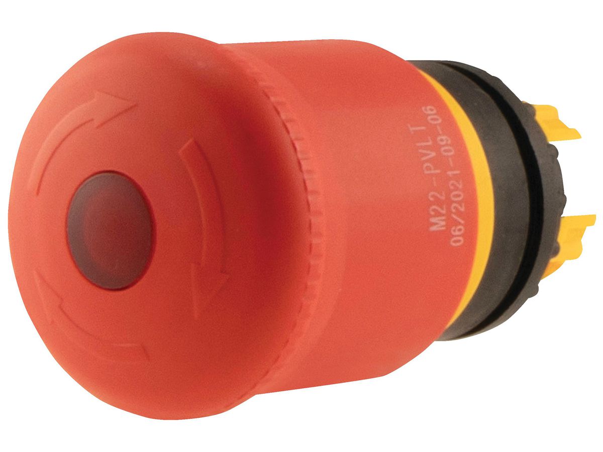 Pilzdrucktaster Eaton M22-PVLT rot Ø38mm hoch IP67/IP69K leuchtend