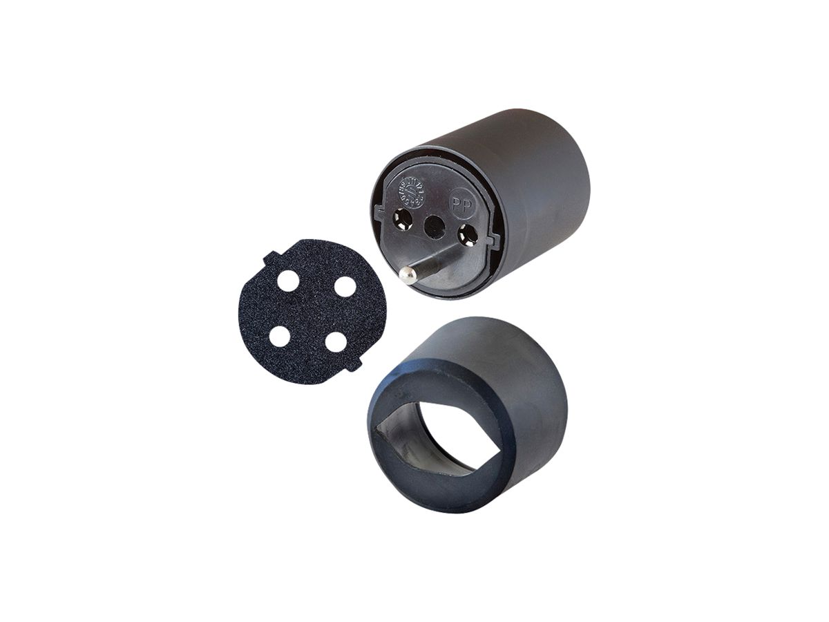 Fixadapter Brennenstuhl 3L 10A 230VAC Schuko/T12 mit Moosgummi schwarz