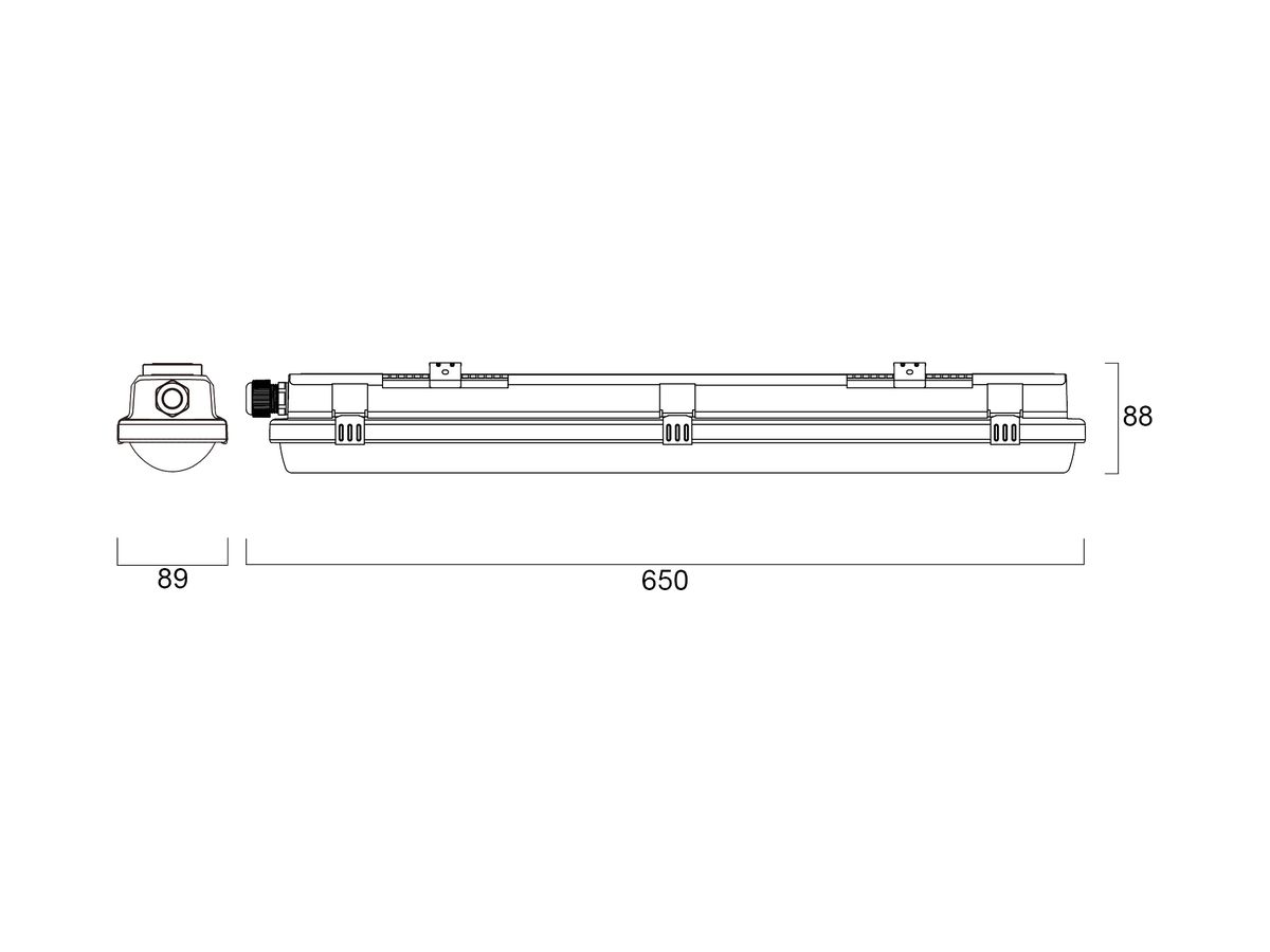 LED-Feuchtraumleuchte Sylvania Resisto 15W 1400…2600lm 6500K IP66 650mm grau