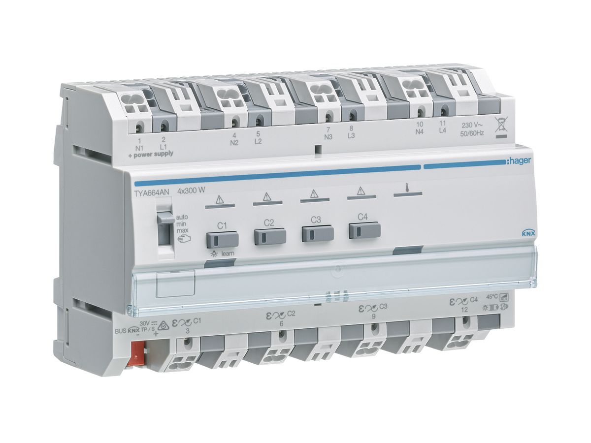 REG-Dimmaktor Hager TYA664AN KNX system 4×300W 8TE