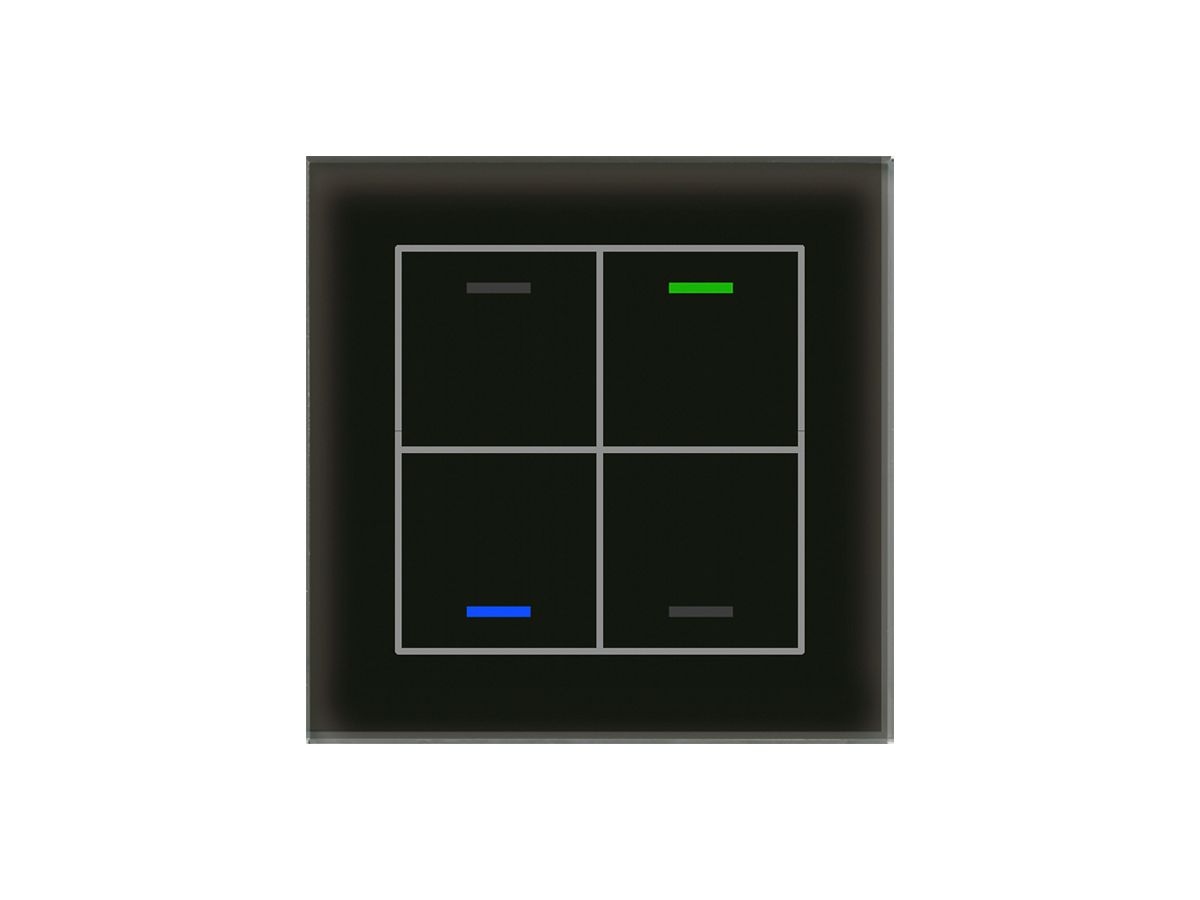 UP-Taster KNX RGBW MDT BE-GTL40S.01S 4T/4B Glas schwarz "neutral"