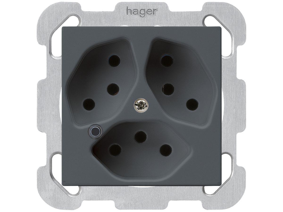 UP-Steckdose Hager kallysto 3×T13 beleuchtet B anthrazit