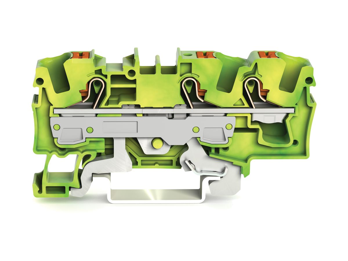 Schutzleiterklemme WAGO TOPJOB-S 6mm² 3L grün/gelb Serie 2206