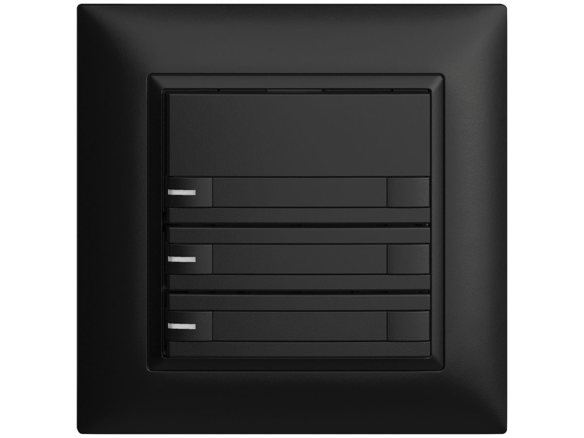UP-Taster KNX 3-fach EDIZIOdue schwarz RGB mit LED mit Papiereinlage