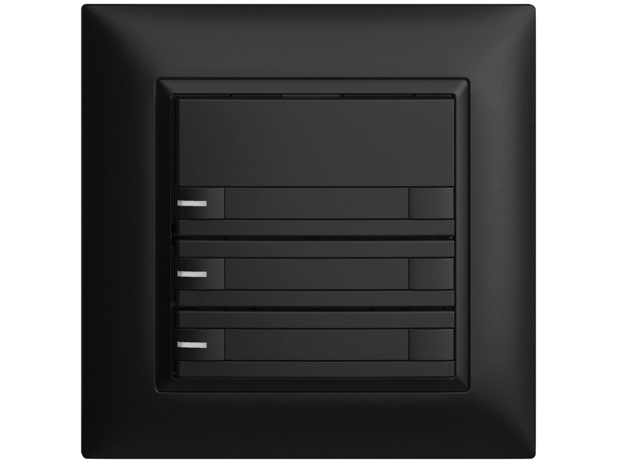 UP-Taster KNX 3-fach EDIZIOdue schwarz RGB mit LED mit Papiereinlage