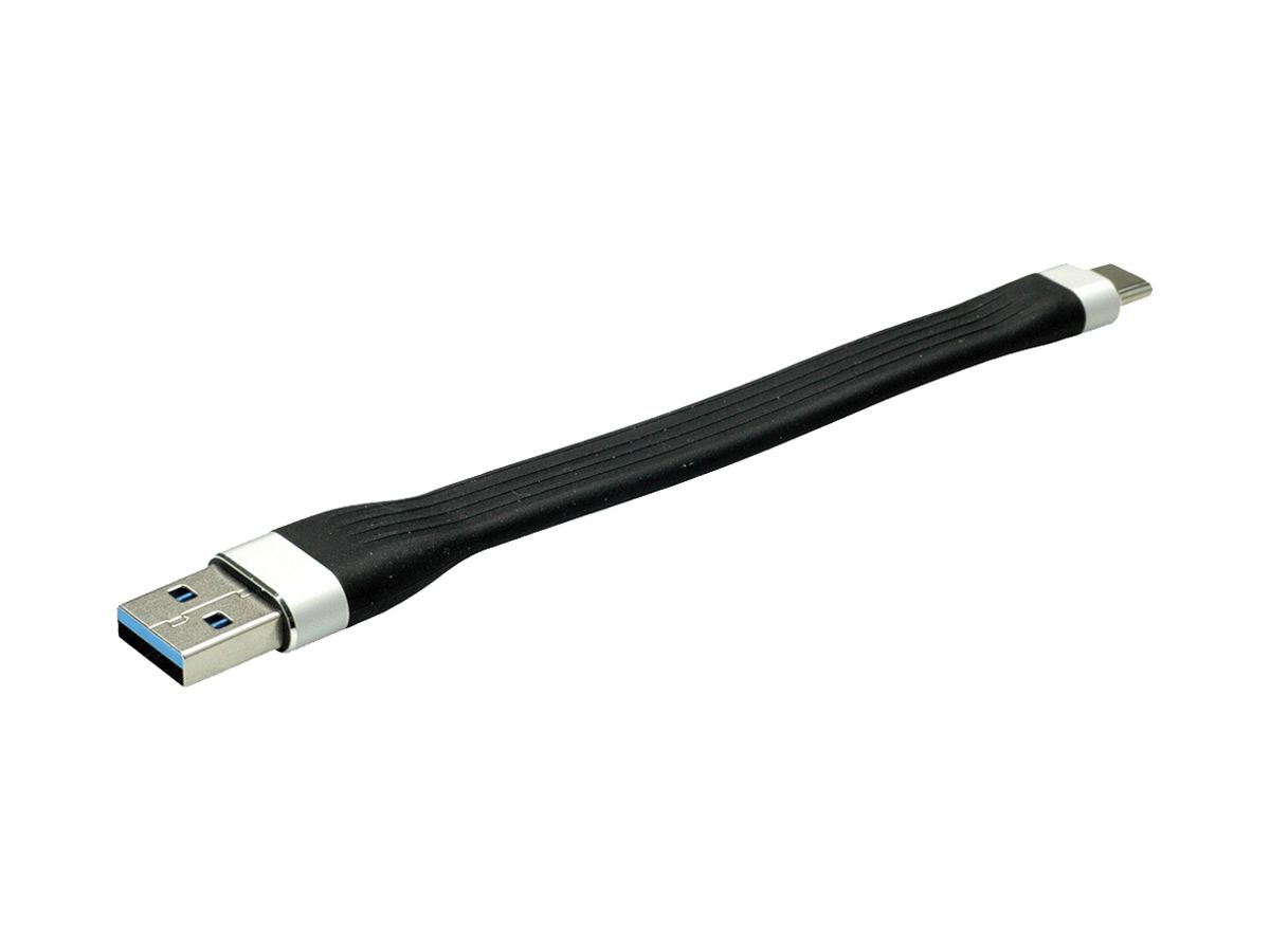 USB-Kabel ROLINE USB-A/USB-C (USB 3.2 Gen1) 5Gbit/s schwarz 0.11m