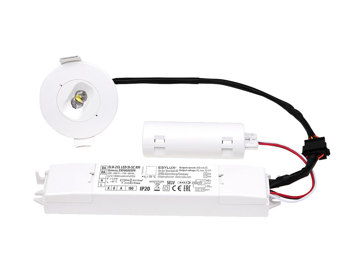 Notleuchte ESYLUX ELH-2 1.5W 150lm 6000K 3h Ø60×28mm weiss