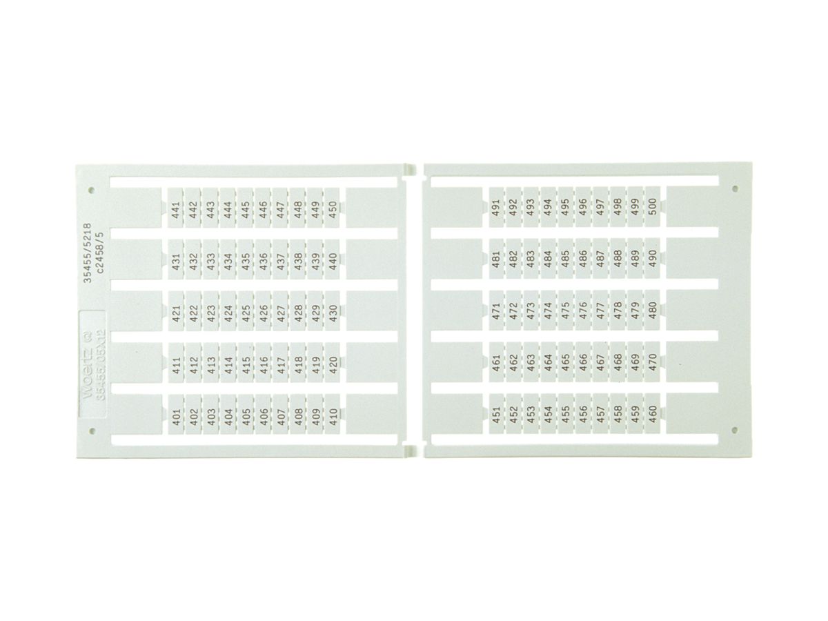 Bezeichnungsschildchen 5×12mm 2×51…100, 5 Kart. zu 100