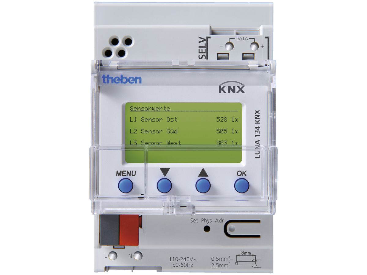 REG-KNX-Helligkeitssensor Theben 10-Kanal 1…100000lx