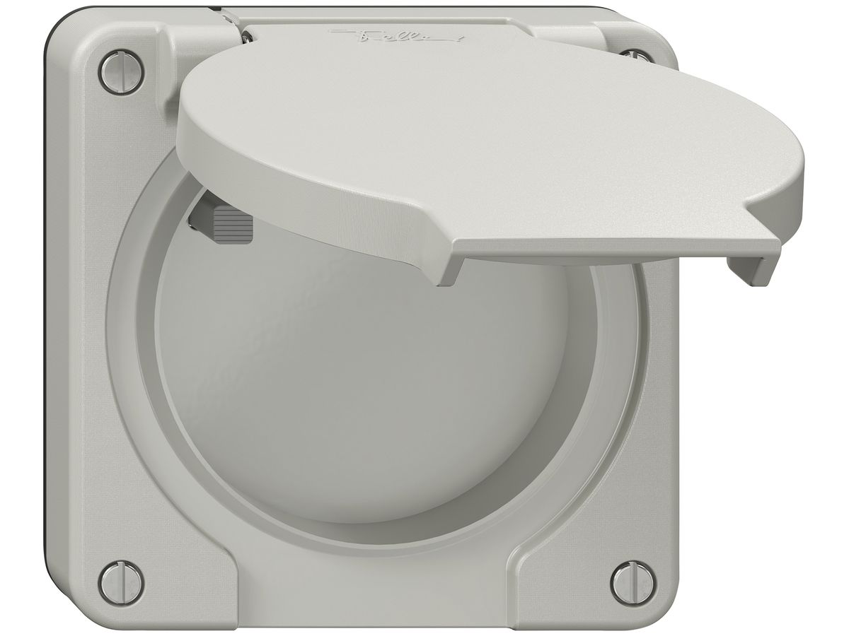 FI-Steckdose NEVO, 16A 250V, mit Anschlussklemmen, blind, lichtgrau