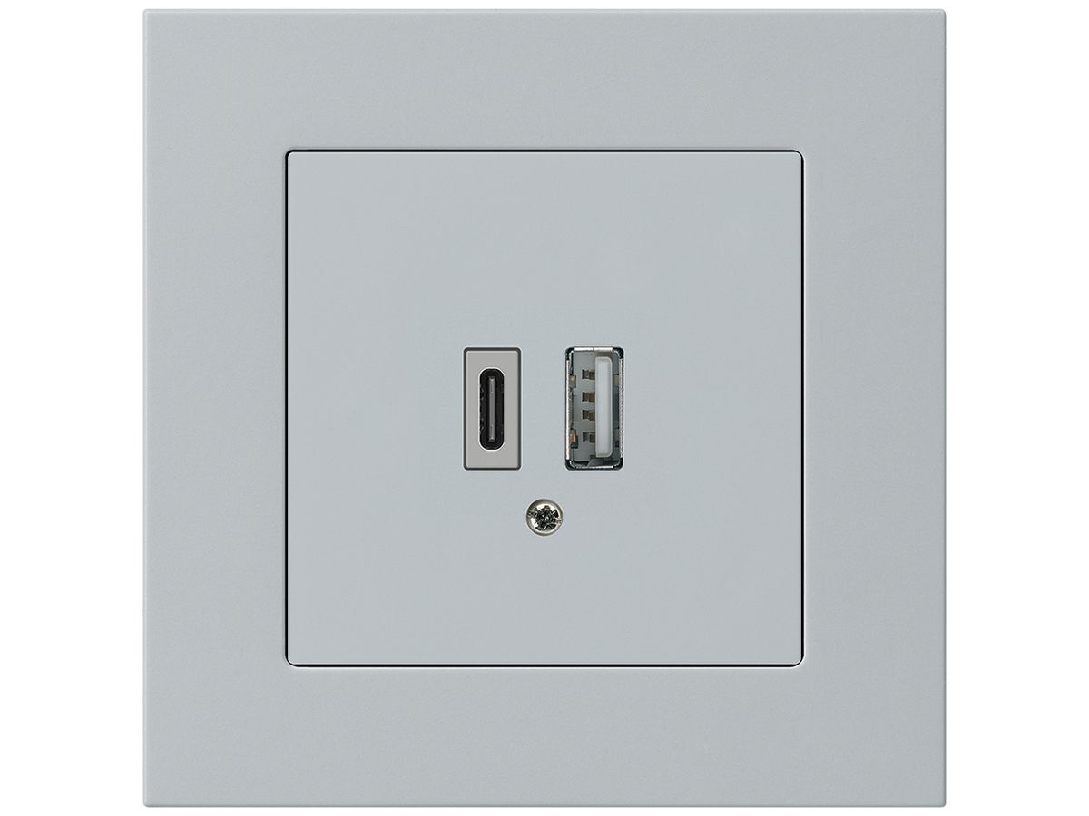 UP-USB-Ladesteckdose kallysto.pro 18W PD 1×Typ A+1×Typ C hellgrau