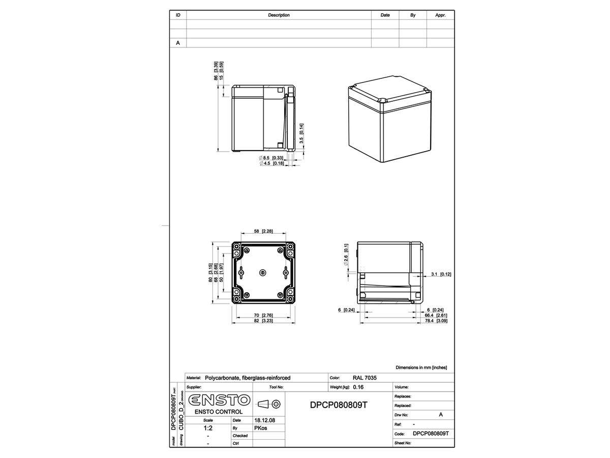 Apparategehäuse RW CUBO D 80×82×86 DPCP transparent, T DSHI 1H