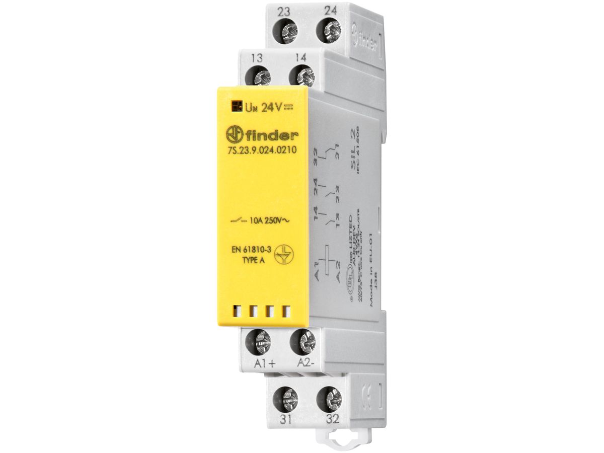 Relaismodul Finder mit zwangsgeführten Kontakten, 2 S und 1 Ö, 10A, 24VDC