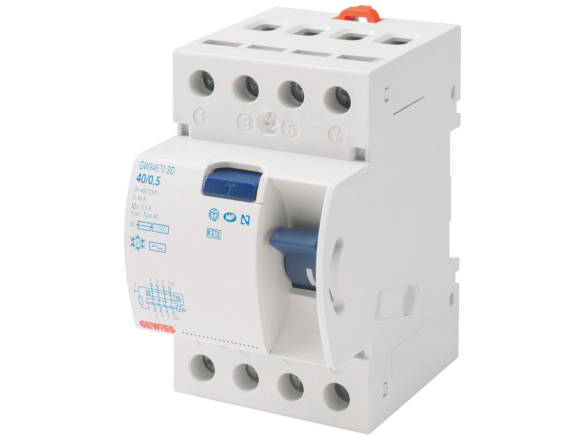 Fehlerstromschutzschalter Gewiss 90 RCD 4P 400V 25A 0.03A A 3TE