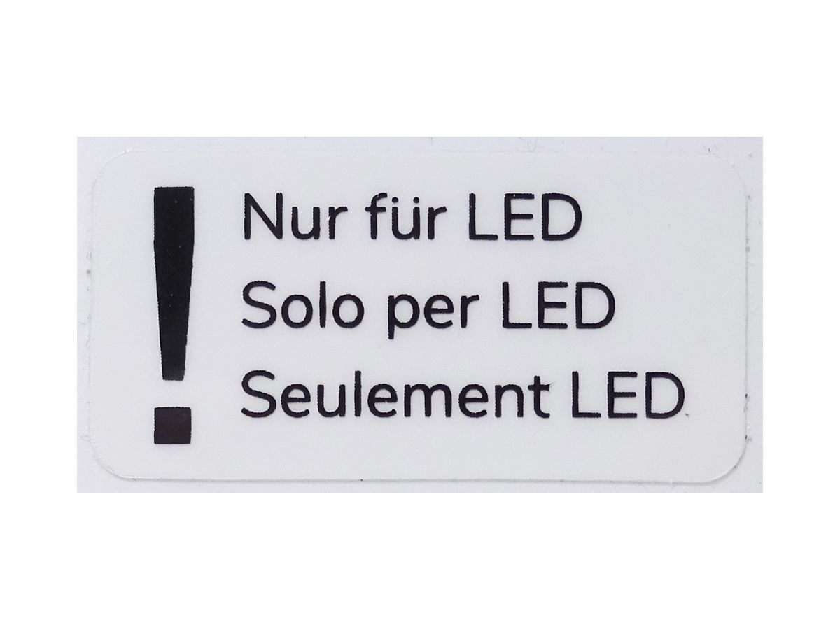 Warnaufkleber ELBRO Nur für LED 30×15mm Transparent