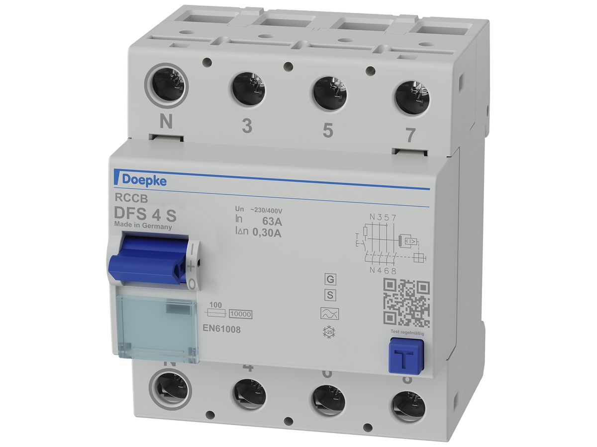 Fehlerstromschutzschalter Doepke DFS 4 S 3LN 400V 63A 0.3A Typ A 10kA