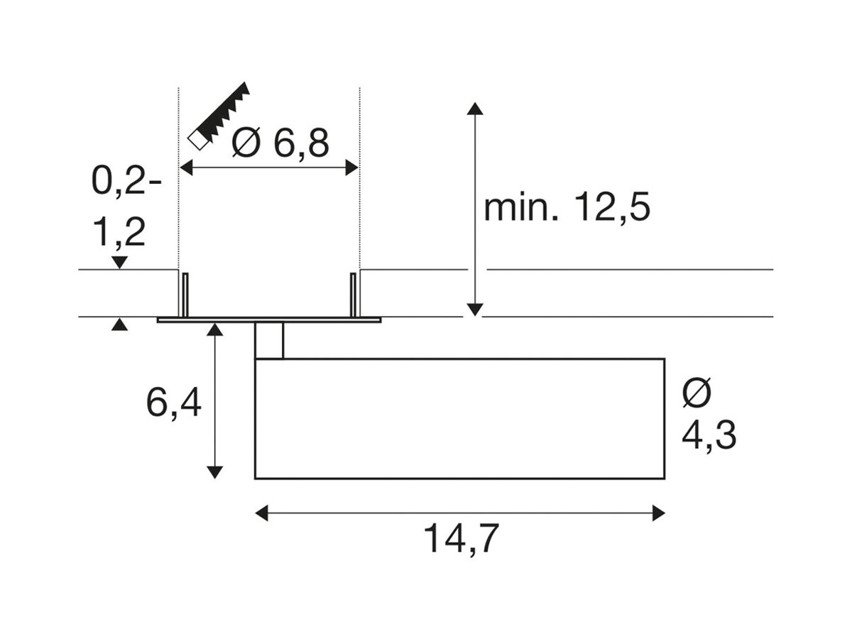 EB-LED-Spot SLV GRIP SPOT M 21W 2110lm 3000K WB DIM Ø43×182×43×64mm schwarz