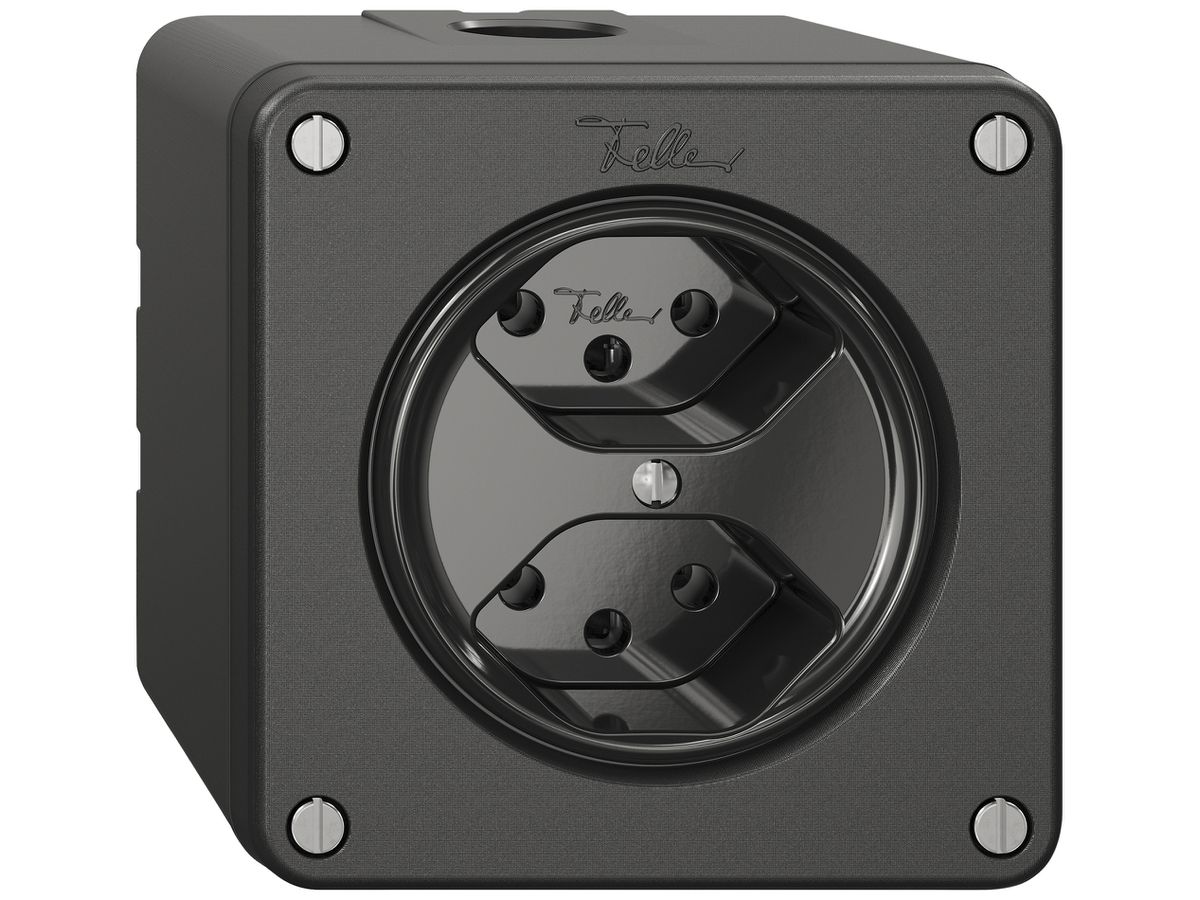 AP-Steckdose NEVO SNAPFIX® 2×T13 10A 250V 87×87×64mm IP21 sz