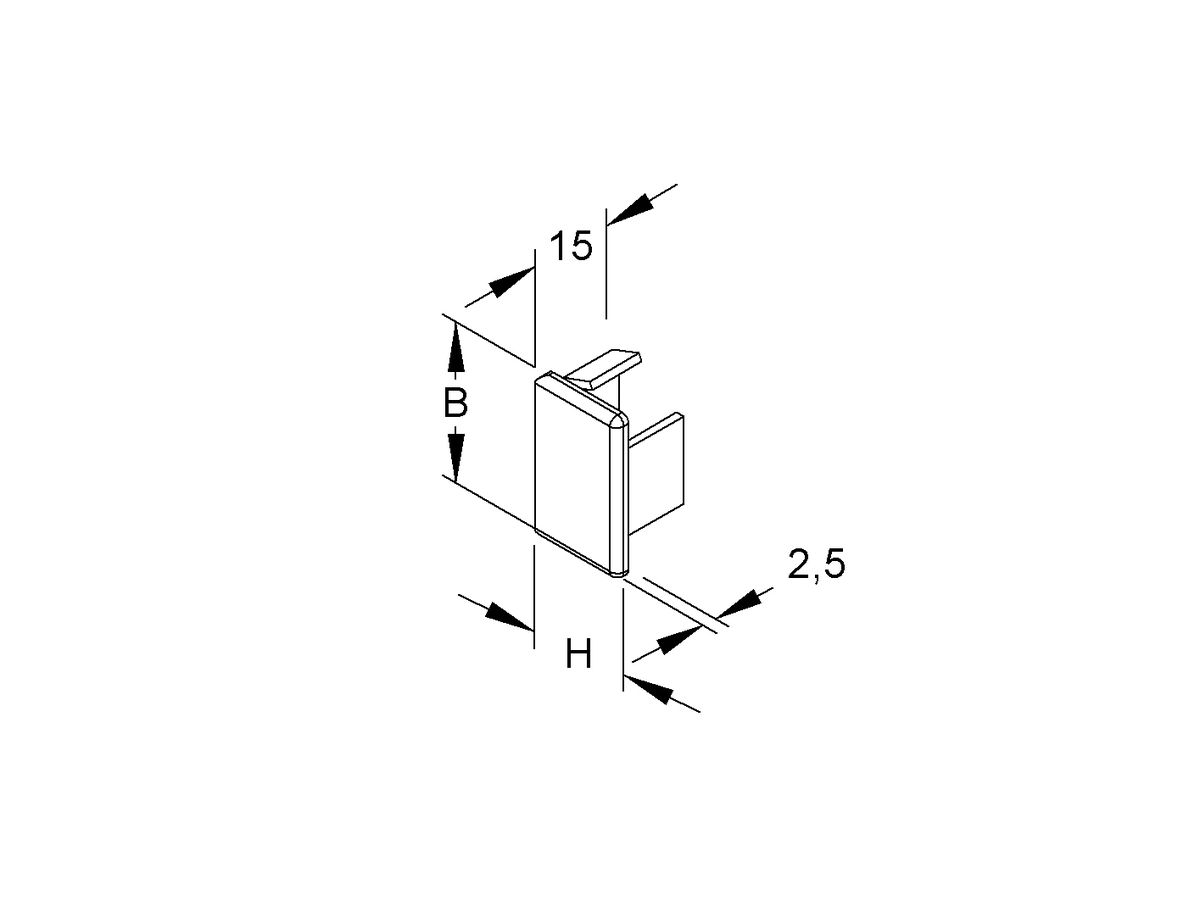 Abschlussplatte HKL grau für 18×30mm