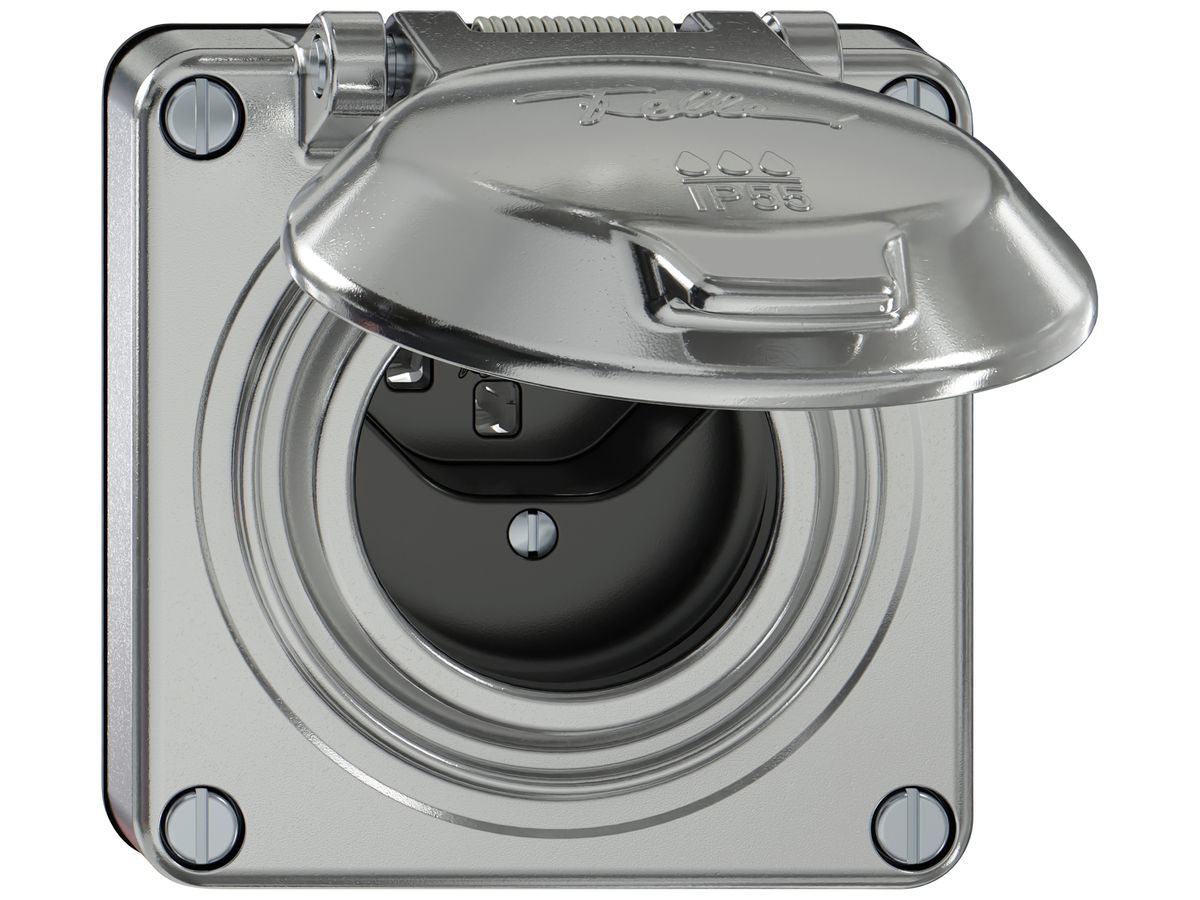 Steckdose ELEMENT SNAPFIX® 1×Typ 23 16A 250V mit Klappdeckel IP55 alu