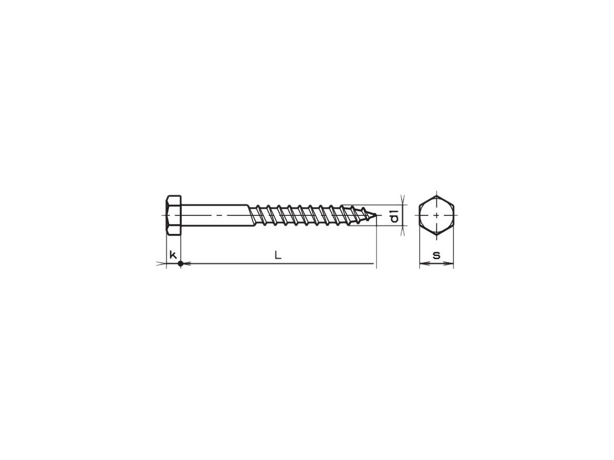 Holzschraube 6-kant 6×40mm DIN 571, gefräst, verzinkt blau
