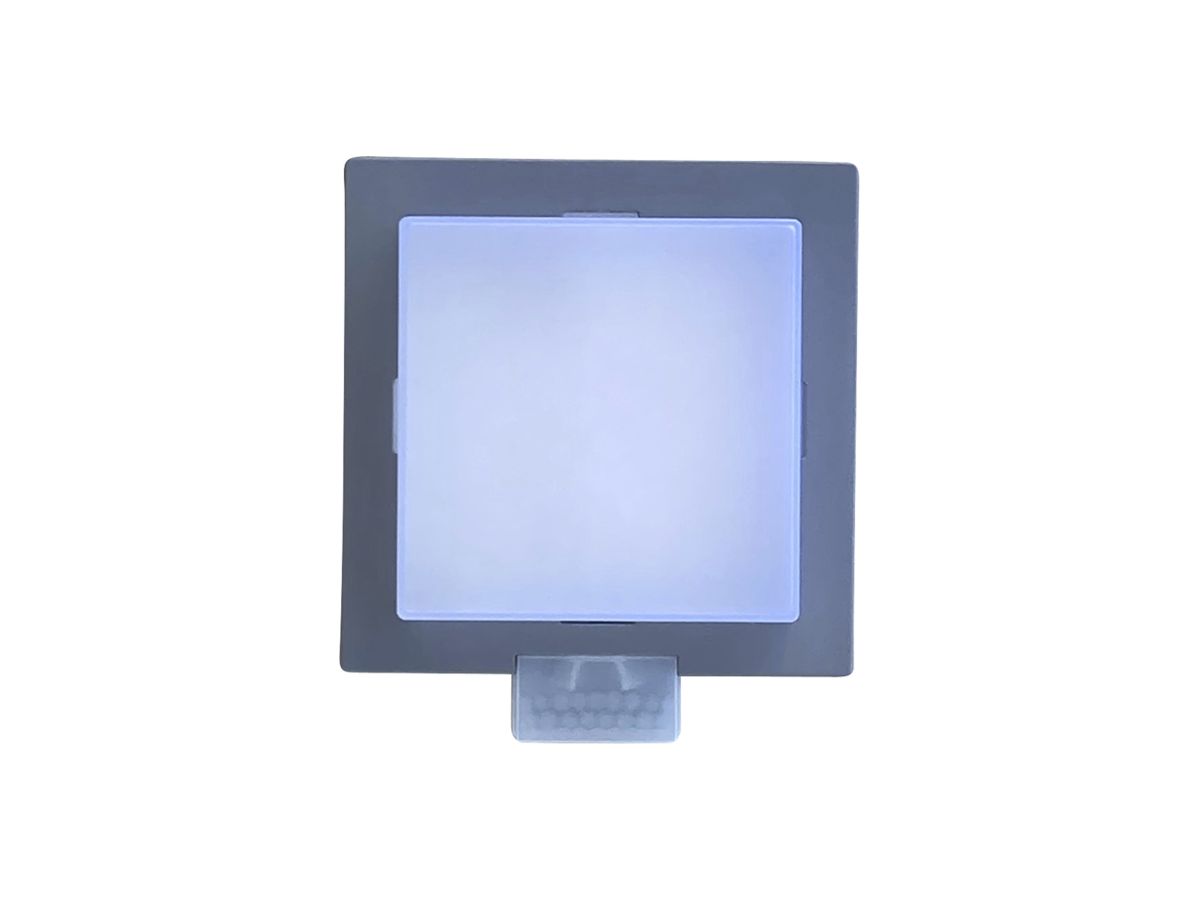 LED-Wandleuchte Z-Licht PIR Cube SEN 5.5W 500lm 3000K IP65 115×115mm grau