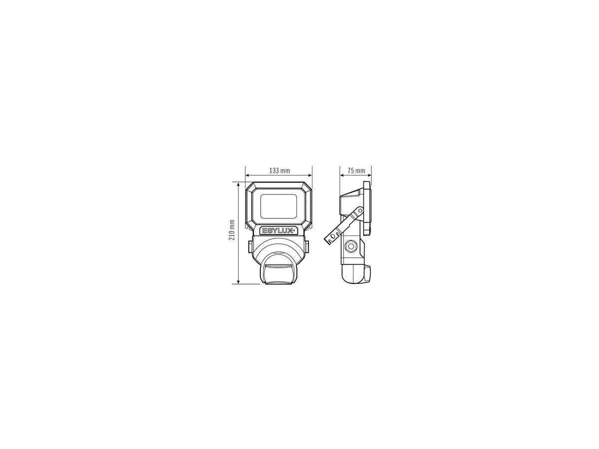 LED-Strahler ESYLUX AFL SUN, 10W 3000K 800lm 133×75×210mm IP65, weiss