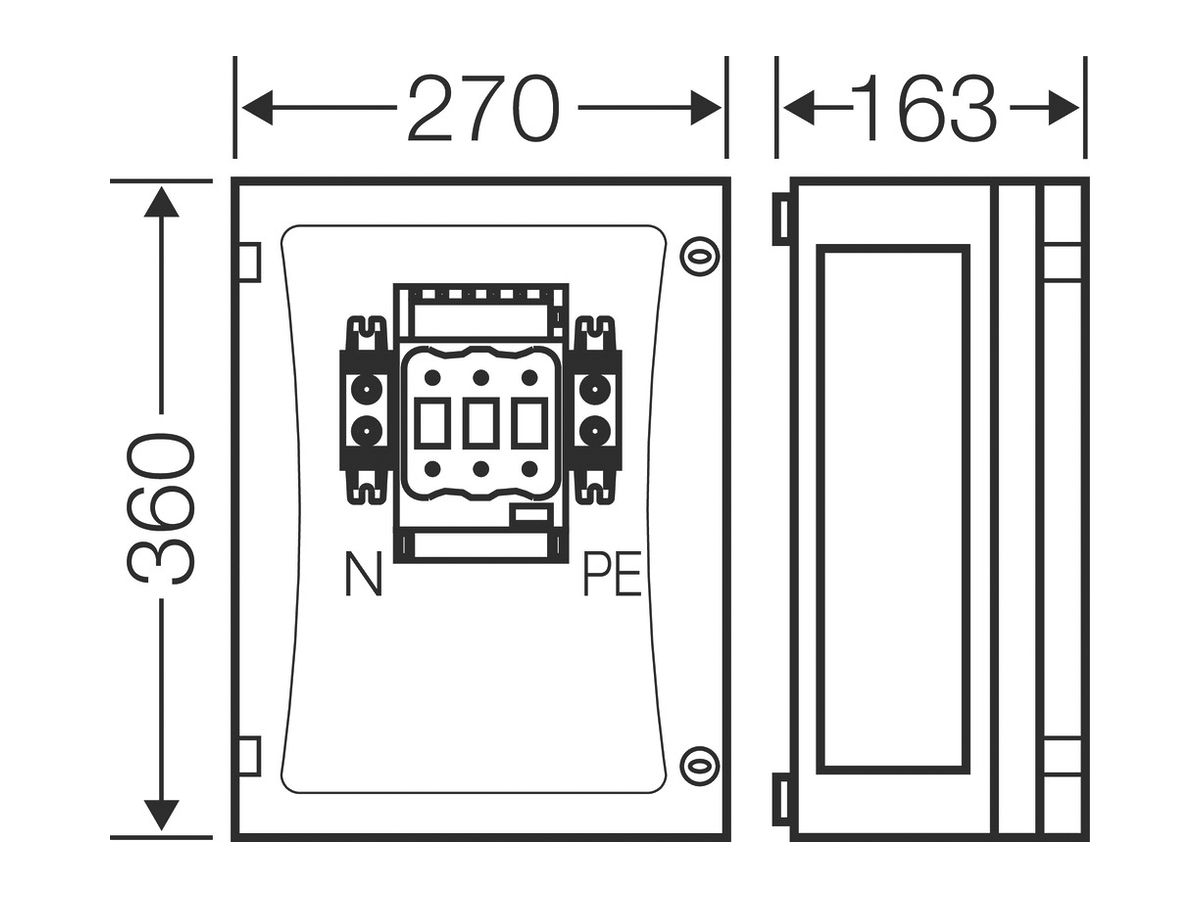 AP-Sicherungslasttrenngehäuse mit 1 Sicherung NH00-C 125A, Türe, ENYSTAR