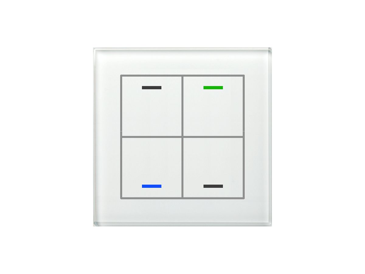 UP-Taster KNX RGBW MDT BE-GTL40W.01 4T/4B Glas weiss "neutral"