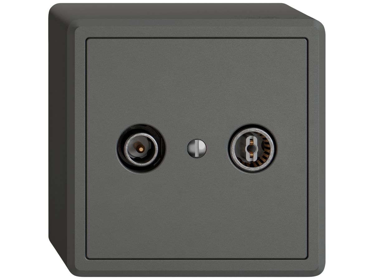 AP-Antennendose TV-R EDIZIO.liv SNAPFIX® Durchgangsdose 15dB dgu