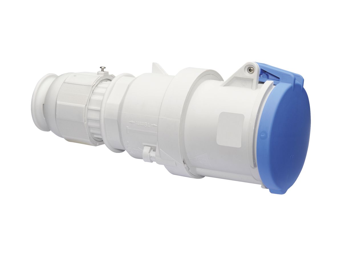 Kupplung CEE Bals 3P 63A 230V 6h blau IP44 vernickelt SK, TE-Plus