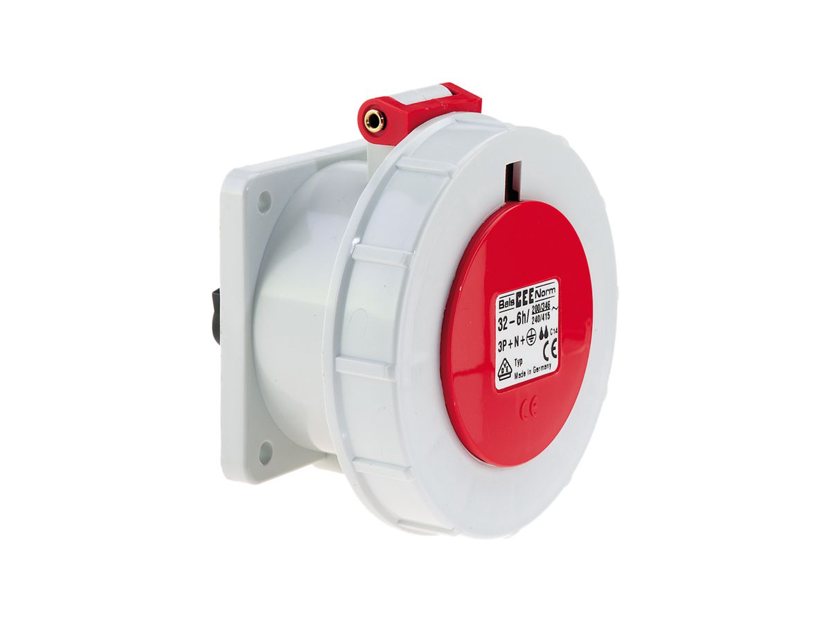 EB-Steckdose CEE Bals 5P 32A 400V 6h rot IP67 vernickelt QC ger.