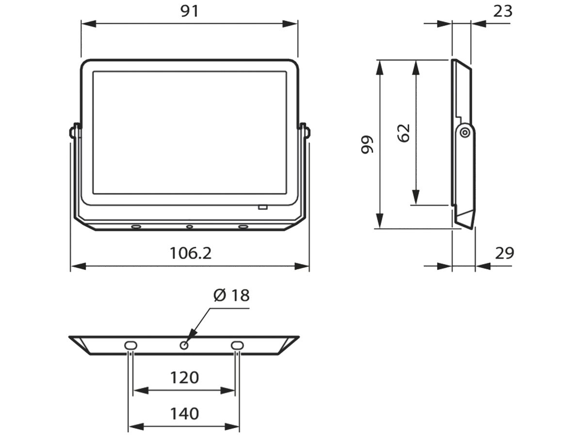 LED-Strahler MAZDA BVP008 10W 950lm 4000K IP65 110° 107×102mm schwarz