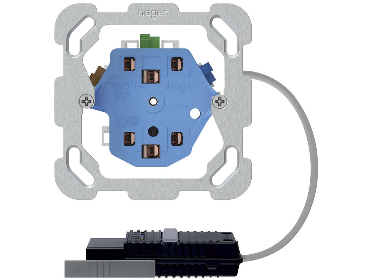 EB-Steckdose 2×Typ 13/23 Hager, L1, Rundkabel-Adapter