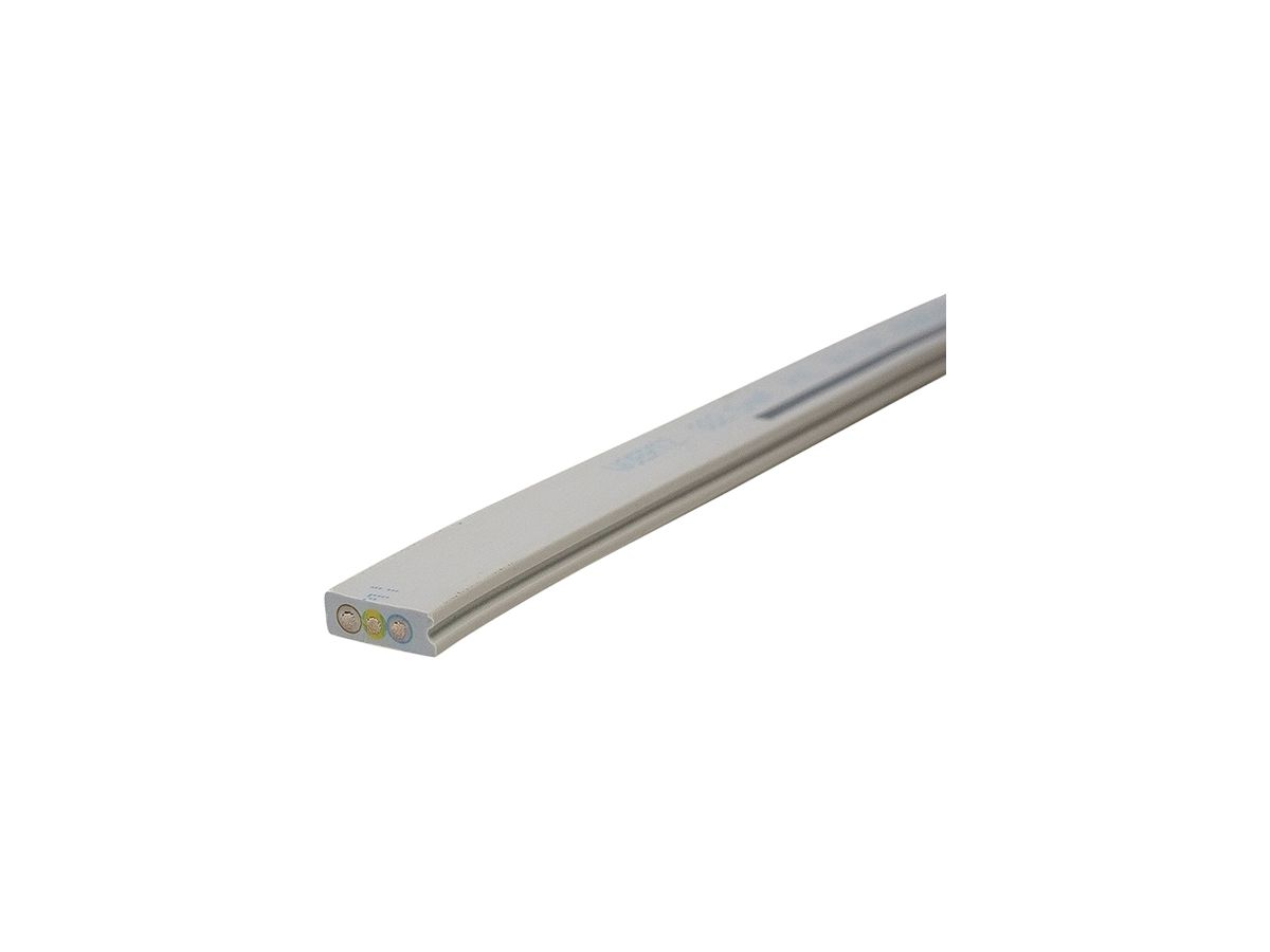 Flachkabel Woertz 3×2.5mm² PVC grau mit schwarzem Streifen ölfest Eca