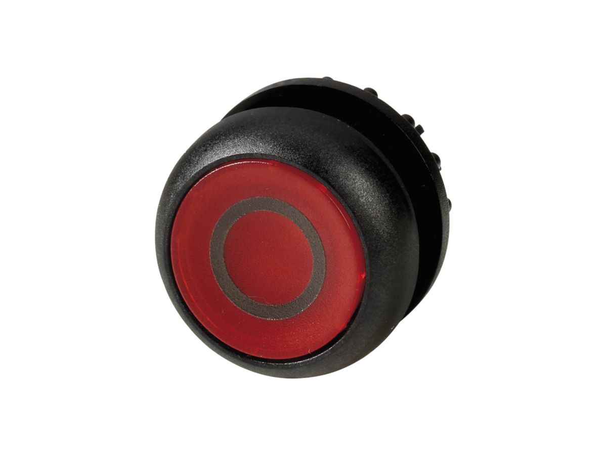 Leucht-Drucktaste ETN RMQ flach rot O, rastend, Ring schwarz