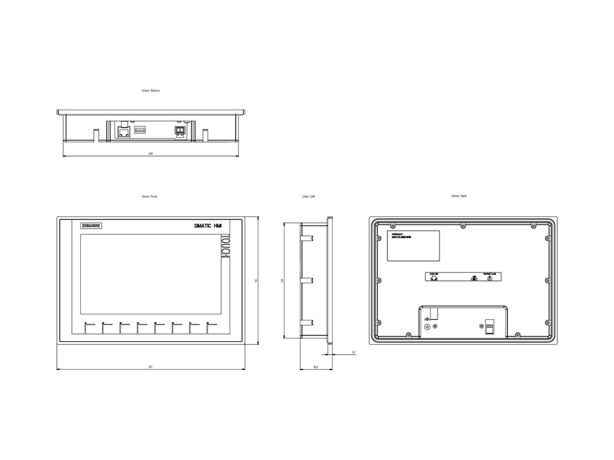 Touchpanel 9" Siemens SIMATIC HMI KTP900 BASIC COLOR PN, 65K Farben