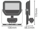 LED-Strahler LEDVANCE FLOODLIGHT10 PIR SEN 8W 1100lm 830 IP65 100° 136×57 ws