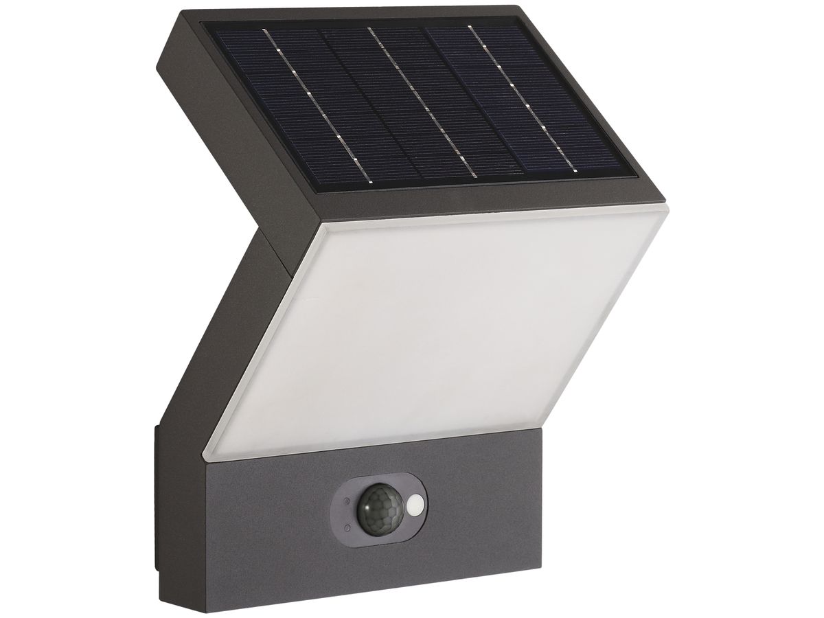 LED-Solar-Wandleuchte DOTLUX FLASHwall-sensor 3.5W 250lm 3000K IP54 grau
