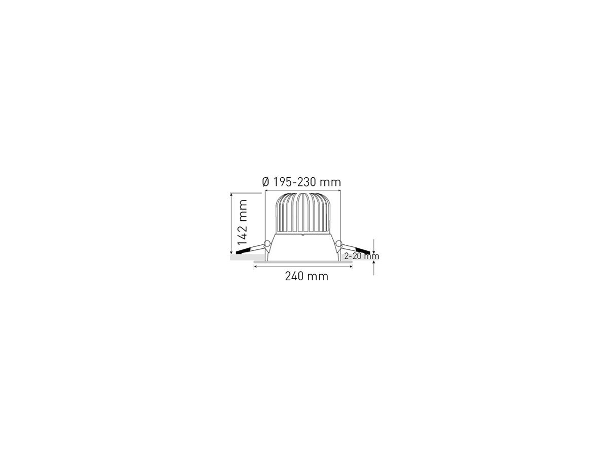 EB-LED-Spot maxLUCE ATMO 200 24W 2640lm 3000…4000K IP44 1-10V DALI2 Ø200mm weiss